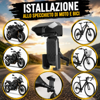 Portacellulare x Specchietto 360°per Moto Bici Smartphone da 4,5" a 7