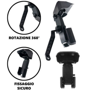 Portacellulare x Specchietto 360°per Moto Bici Smartphone da 4,5" a 7