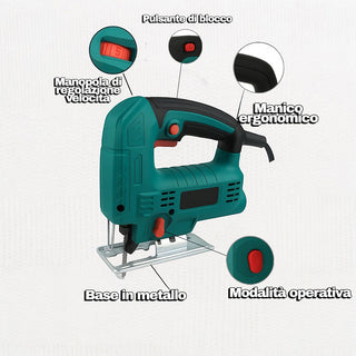 Seghetto alternativo per legno metallo 800W 80mm 3000 rpm 5 velocità