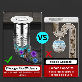 Tappo per lavandino universale POP-UP anti intasamento foro 26-42 mm
