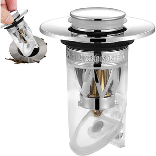 Tappo per lavandino universale POP-UP anti intasamento foro 26-42 mm