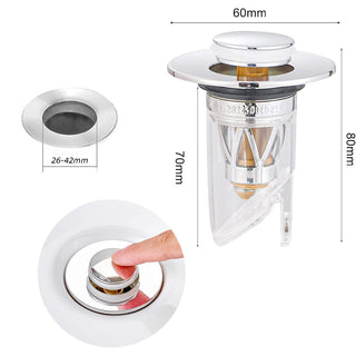 Tappo per lavandino universale POP-UP anti intasamento foro 26-42 mm