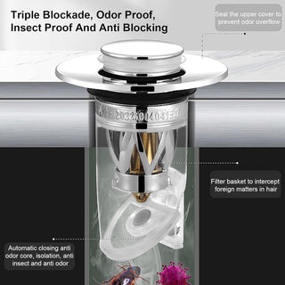 Tappo per lavandino universale POP-UP anti intasamento foro 26-42 mm