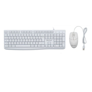 Kit tastiera e mouse cablata bianca computer 104 tasti USB per PC