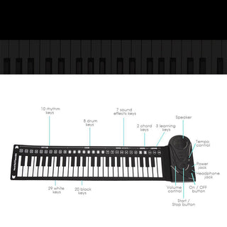 Tastiera musicale in silicone pieghevole 49 tasti  batteria usb