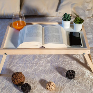 Vassoio colazione da letto tavolino con gambe richiudibili in legno