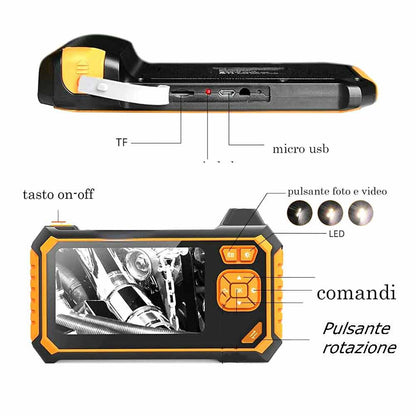 Telecamera endoscopica con sonda monitor 4,3” full hd 1080p 2 mpx 5 metri foto e video impermeabile IP67