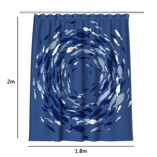 Tenda doccia impermeabile PVC 180x200 cm 12 ganci motivo con pesci