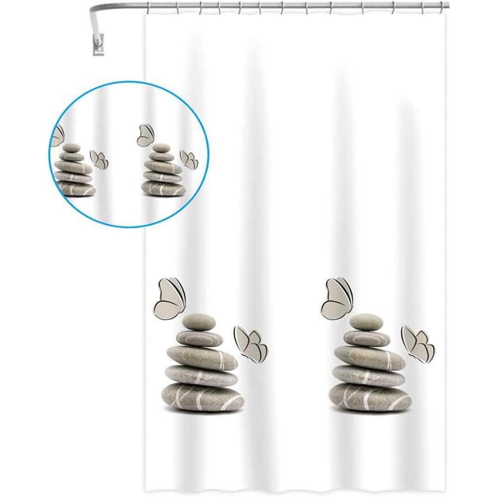 Tenda da doccia con motivo a bara e luna, con 12 ganci, impermeabile e lavabile, 60 x 72 cm Tenda da doccia con motivo a bara e luna, con 12 ganci, impermeabile e lavabile, 60 x 72 cm