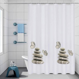 Tenda doccia impermeabile PVC 240x200 cm 12 ganci motivo sassi