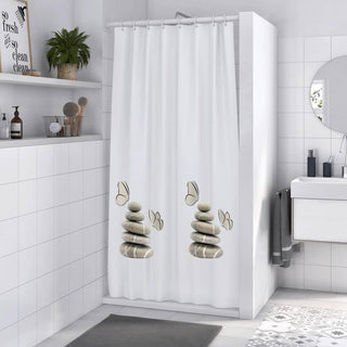 Tenda doccia impermeabile PVC 240x200 cm 12 ganci motivo sassi