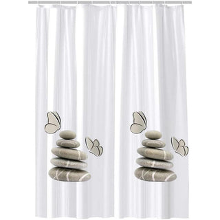 Tenda doccia impermeabile PVC 240x200 cm 12 ganci motivo sassi