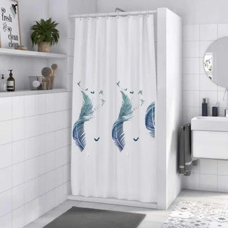 Tenda doccia impermeabile PVC 240x200 cm 12 ganci motivo piume