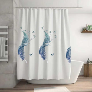 Tenda doccia impermeabile PVC 240x200 cm 12 ganci motivo piume