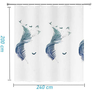 Tenda doccia impermeabile PVC 240x200 cm 12 ganci motivo piume