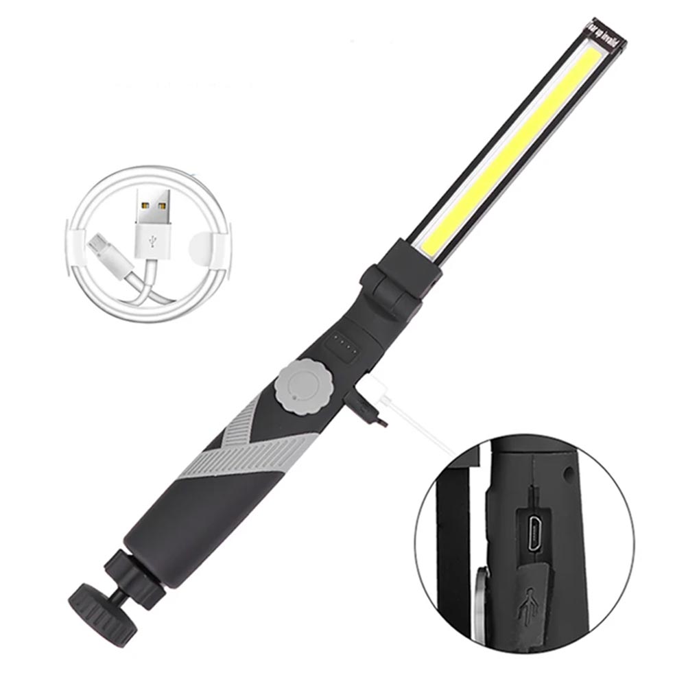 Torcia ricaricabile pieghevole a led cob lampada da lavoro con base calamitata magnetica luce dimmerabile di ispezione campeggio