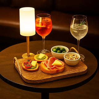 Vassoio quadrato in legno manici in canapa per aperitivo 33x33 cm