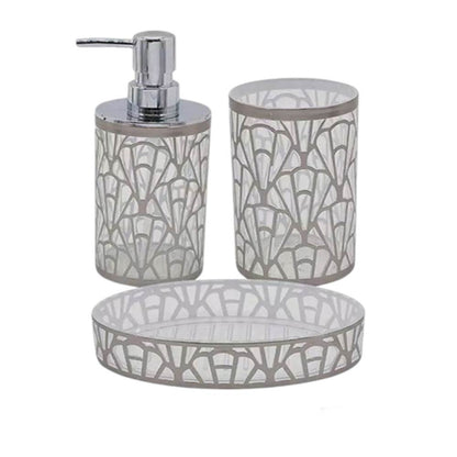 Accessori Bagno argento stile contemporaneo con Dispenser Sapone Bicchiere portaspazzolino piattino portasapone