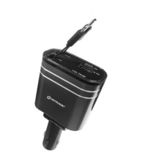 Adattatore accendisigaro 2 cavi retrattili 12/24V 25W porta USB-A USB-C