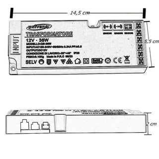 Alimentatore trasformatore da 230v a 12v 36 watt 6 uscite 3 ingressi