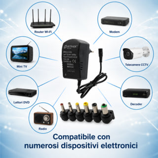 Alimentatore universale 3 a 12V con Switch 6 connettori intercambiabili