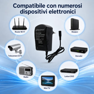 Alimentatore universale 3 a 12V con Switch 6 connettori intercambiabili