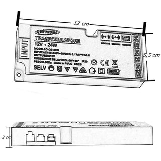 Alimentatore trasformatore da 230v a 12v 24 watt 6 uscite 3 ingressi