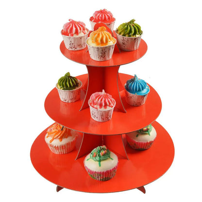 Alzatina per dolci rossa alzata torta a 3 livelli in cartone stand supporto cupcake espositore per feste