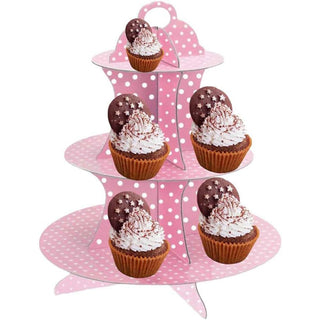 Alzatina 3 ripiani con pois in cartone per muffin cupcake dolci