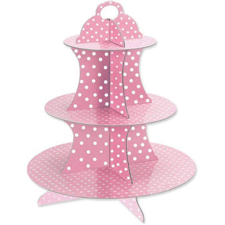 Alzatina 3 ripiani con pois in cartone per muffin cupcake dolci