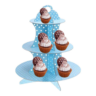 Alzatina 3 ripiani con pois in cartone per muffin cupcake dolci
