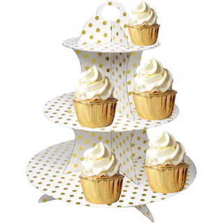Alzatina 3 ripiani con pois in cartone per muffin cupcake dolci