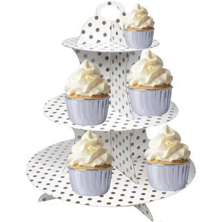 Alzatina 3 ripiani con pois in cartone per muffin cupcake dolci