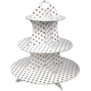 Alzatina 3 ripiani con pois in cartone per muffin cupcake dolci