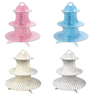 Alzatina 3 ripiani con pois in cartone per muffin cupcake dolci