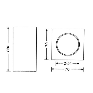 Applique da soffitto portafaretto in gesso a cubo verniciabile GU10