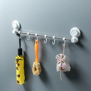 Appendino con ventosa con 6 ganci per bagno cucina porta utensili