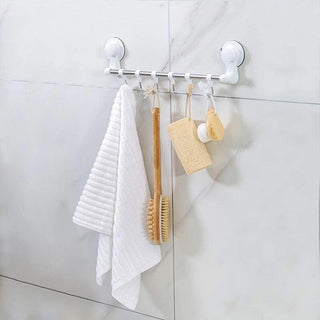 Appendino con ventosa con 6 ganci per bagno cucina porta utensili