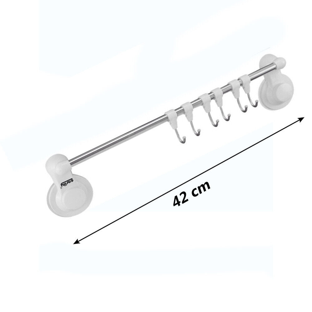 Appendino con ventosa con 6 ganci per bagno e cucina porta utensili asciugamani organizer da muro