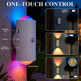 Applique a led ricaricabile RGB con sensore crepuscolare di movimento