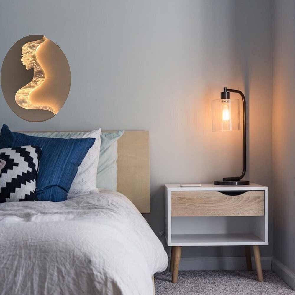 Applique a led 7 watt da parete lampada a muro con raffigurazione volto di donna illuminazione da muro 3 colorazione di luce