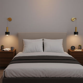 Applique moderna bronzo minimal con diffusore cilindrico nero E27