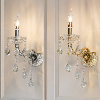 Applique candelabro con gocce pendente in acrilico attacco E14