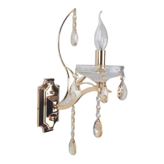Applique a candelabro con pendenti a gocce retrò E14 1 braccio oro