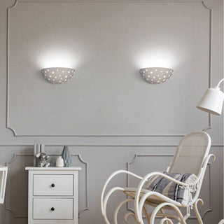 Applique gesso mezza luna traforato verniciabile lampada da parete R7S