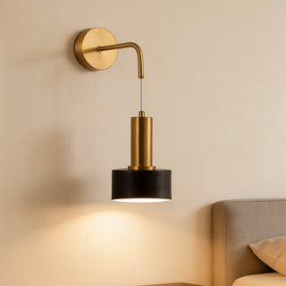 Applique moderna bronzo minimal con diffusore cilindrico nero E27