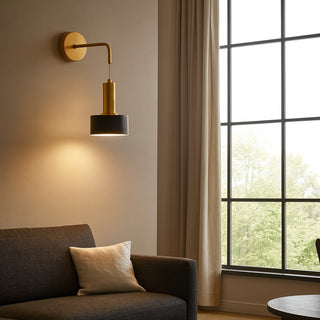 Applique moderna bronzo minimal con diffusore cilindrico nero E27