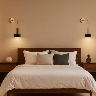 Applique moderna bronzo minimal con diffusore cilindrico nero E27