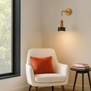 Applique moderna bronzo minimal con diffusore cilindrico nero E27