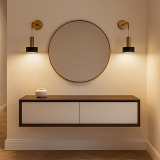 Applique moderna bronzo minimal con diffusore cilindrico nero E27